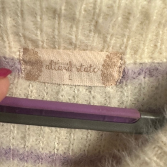 Altar'd State Lavender and Cream Striped Sweater - Picture 3 of 3